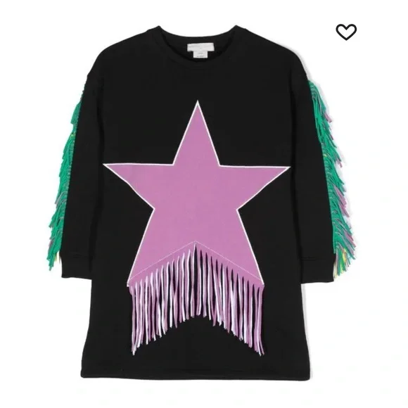 Stella McCartney Kids fringed star-patch sweater dress - Picture 1 of 6